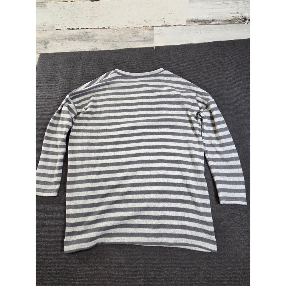 Simply Southern Striped Top Womens Large Grey‎ Long Sleeve Side Button